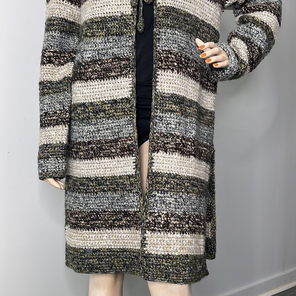 Stripe Knitted Double Tie Front Duster Cardigan - Picture 14 of 17